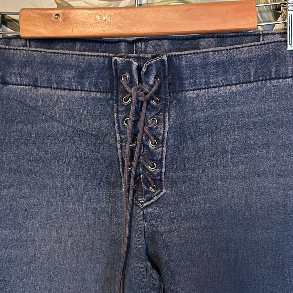 Y7- skinny blue jean drawstring tie American eagle 10 long - Picture 2 of 4